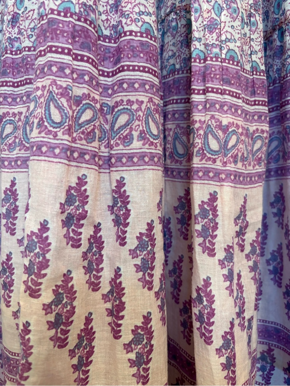 Blue Boheme Pink Purple Floral Paisley Bohemian Cotton Peasant Dress Women’s S/M - Picture 11 of 12